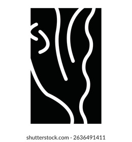 Wood board icon Flat outline fill black and white