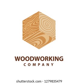 Wood board icon. Isometric wood plank design element.
Woodworking company logo. Hand drawn carpentry emblem.