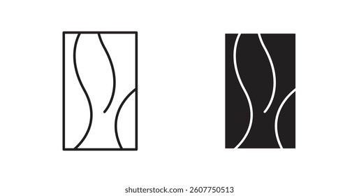 Wood board icons in black fill and line style
