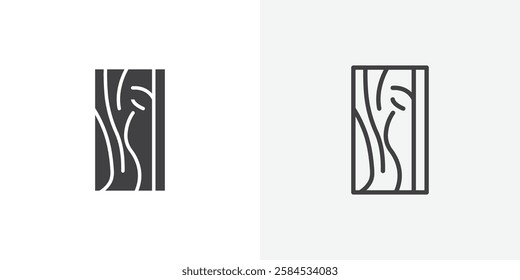 Wood board icons vectors illustrations in black fill and liner versions