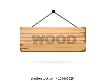 Wood board, sign with shadow on a white background, vector