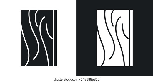 Wood board vector icon set in solid black and white color