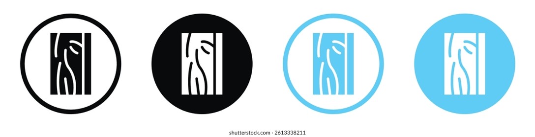 Wood board vector icons in black and blue colors