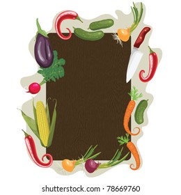 Wood board with vegetable