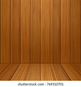 Wood board wall and floor vector scene