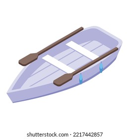 Wood boat icon isometric vector. Wooden ship. Paddle rowboat