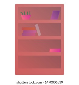 Wood book shelf icon. Cartoon of wood book shelf vector icon for web design isolated on white background