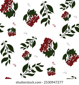 madera, botánico, ornamento, Vector, ramita, dibujo, ucraniano, guelder, rojo, natural, interminable, elemento, hierba, lona, botánica, bordado, flora, baya, nacional, arbusto, fruta, jardín, impresión, decorativo