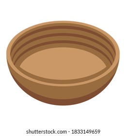 Wood bowl icon. Isometric of wood bowl vector icon for web design isolated on white background