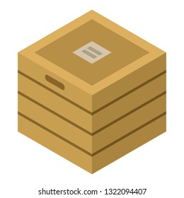 Wood box icon. Isometric of wood box vector icon for web design isolated on white background