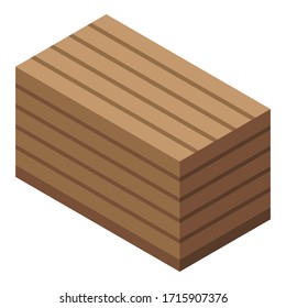 Icono de la caja de madera. Isométrico icono vectorial de caja de madera para diseño web aislado en fondo blanco