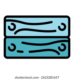 Icono de caja de madera. Esquema de la caja de madera Vector icono de color plano aislado
