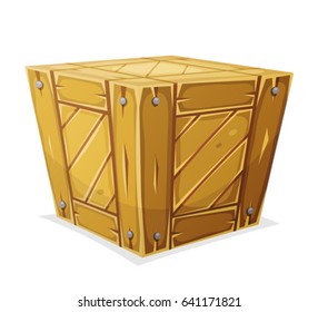 Holzbox/
Illustration eines Cartoon-Holzkasten-Containers