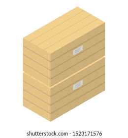 Wood box stack icon. Isometric of wood box stack vector icon for web design isolated on white background