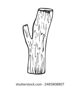 Wood branch firewood doodle illustration vector