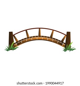 Icono del puente de madera. Caricatura del icono del vector puente de madera para el diseño web aislado en fondo blanco