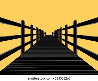 Wood Bridge Silhouette Vector