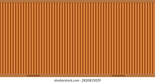 Wood brown corrugated sheet texture roof bg container seamless background for a natural surface pattern. This material with its cinnamon beige and tan tones by a metallic or galvanize panel creates.