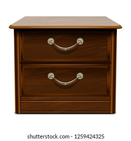 Wood brown drawer icon. Realistic illustration of wood brown drawer vector icon for web design isolated on white background