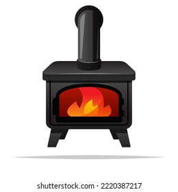 Wood burning stove vector isolated illustration