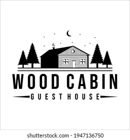 wood cabin or cottage logo vintage vector illustration design. guest house for tourism or traveler logo concept design. cabin or cottage for business logo concept design