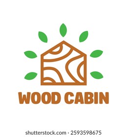 wood cabin house flat minimalist logo design