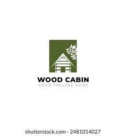 Plantilla de diseño de logotipo de casa de cabina de madera