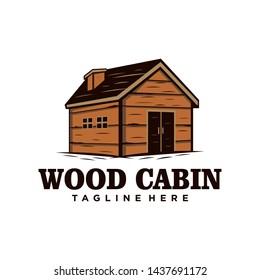 Wood Cabin / House Vintage Logo. Cabin Rental