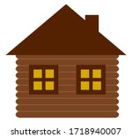 Wood cabin icon. Vector illustration isolated on white background.