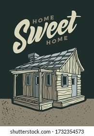 Wood Cabin Illustration With Quotes