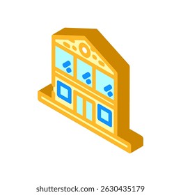 wood cabin large glass windows isometric icon vector. wood cabin large glass windows sign. isolated symbol illustration
