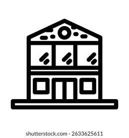 wood cabin large glass windows line icon vector. wood cabin large glass windows sign. isolated contour symbol black illustration