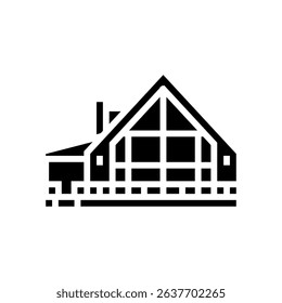 wood cabin large glass windows glyph icon vector. wood cabin large glass windows sign. isolated symbol illustration