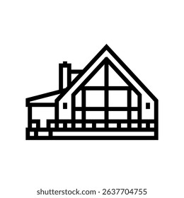 wood cabin large glass windows line icon vector. wood cabin large glass windows sign. isolated contour symbol black illustration