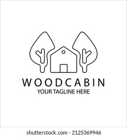 wood cabin line art minimalist logo vector illustration template icon simple design