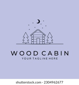 wood cabin line art minimalist logo illustration design