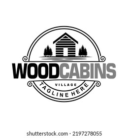 Wood Cabin  Logo Design Template