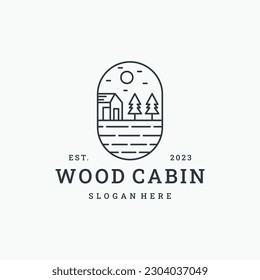 Wood cabin logo vector icon illustration hipster vintage retro .