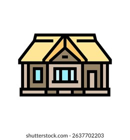 wood cabin thatched roof color icon vector. wood cabin thatched roof sign. isolated symbol illustration