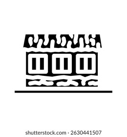 wood cabin thatched roof glyph icon vector. wood cabin thatched roof sign. isolated symbol illustration