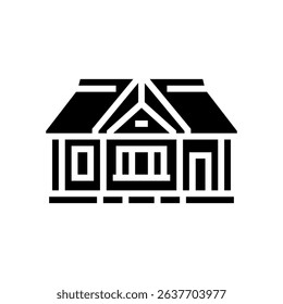 wood cabin thatched roof glyph icon vector. wood cabin thatched roof sign. isolated symbol illustration