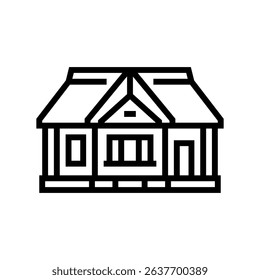 wood cabin thatched roof line icon vector. wood cabin thatched roof sign. isolated contour symbol black illustration