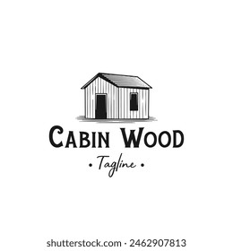 wood cabin vector logo. white background