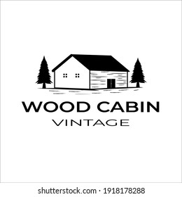 wood cabin vintage logo vector illustration design