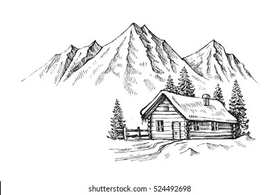 How To Draw A Log Cabin House, Step by Step, Drawing Guide, by Dawn -  DragoArt