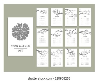 Wood calendar  of 2017. Vector. Isolated