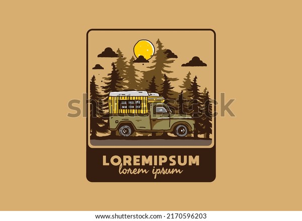 Wood
campervan in the forest illustration
design