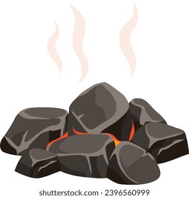 Wood Campfire Bonfire On Stones Vector Illustration