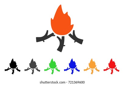 Wood Campfire icon. Vector illustration style is a flat iconic wood campfire symbol with black, grey, green, blue, red, orange color variants. Designed for web and software interfaces.