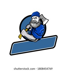 Wood Carpenter Cartoon Mascot with Place for Text